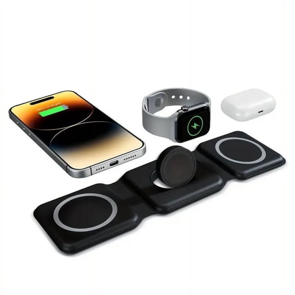 Magnetic Wireless Charger 3 in 1 Charging Station for Apple Devices iPhone 15 14 13 12 Pro Max Charging Pad for AirPods 3/2/Pro Apple Watch 9/8/7/6/SE/5/4 Samsung Galaxy S20 To S23 Series