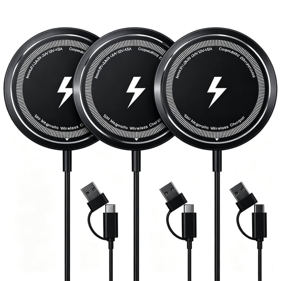 Magnetic Wireless Charger 3-Pack, 15W Wireless Charging Pad, Fast Charging Compatible with iPhone 17/16/15/14/13/12 Series