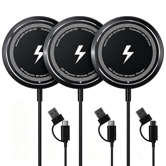 Magnetic Wireless Charger 3-Pack, 15W Wireless Charging Pad, Fast Charging Compatible with iPhone 17/16/15/14/13/12 Series