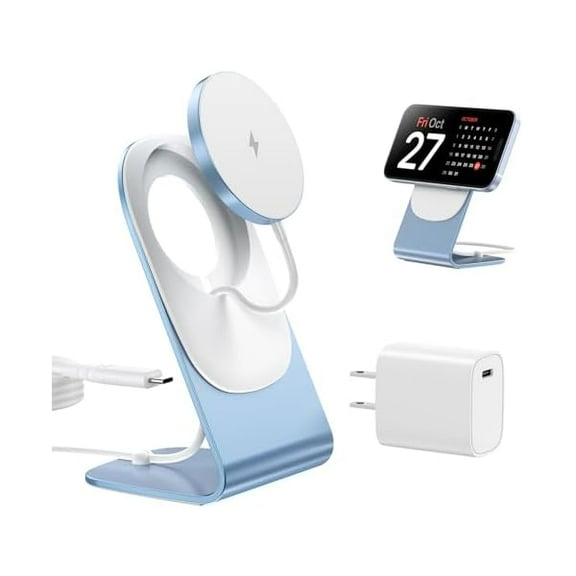 Magnetic Wireless Charger for Apple Series, Mag-Safe Charger Stand 15W Fast Wireless Charging Stand/Pad+5ft USB-C Cable for iPhone 16 15 14 13 12 Pro Max Mini, Airpods(with 20W USB-C PD Adapter) Blue