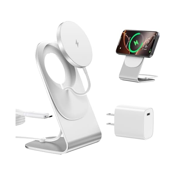 Magnetic Wireless Charger for Apple Series, Mag-Safe Charger Stand 15W Fast Wireless Charging Stand/Pad for iPhone 16 15 14 13 12 Pro Max Mini, Airpods(with 20W USB-C PD Adapter) Mag Chargers