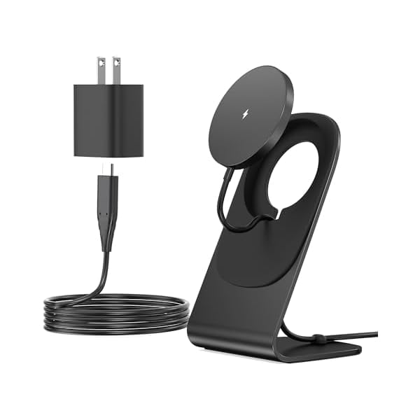 Magnetic Wireless Charger for Apple Series, Mag-Safe Charger Stand 15W Fast Wireless Charging Stand/Pad for iPhone 16 15 14 13 12 Pro Max Mini, Airpods(with 20W USB-C PD Adapter) Mag Chargers, Black