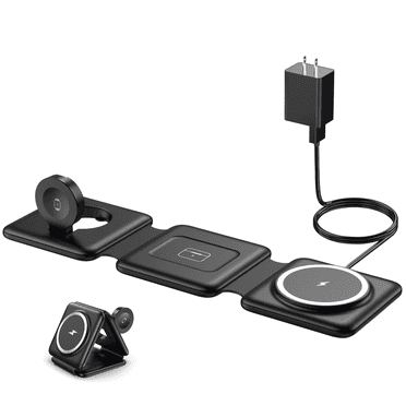 Magnetic Wireless Charger Compatible for iphone: Fodable 3 in 1 Charging Station for Apple Multiple Devices - Travel Charging Pad Dock Compatible for iphone 16 15 14 13 12 Pro Max Plus & Airpod