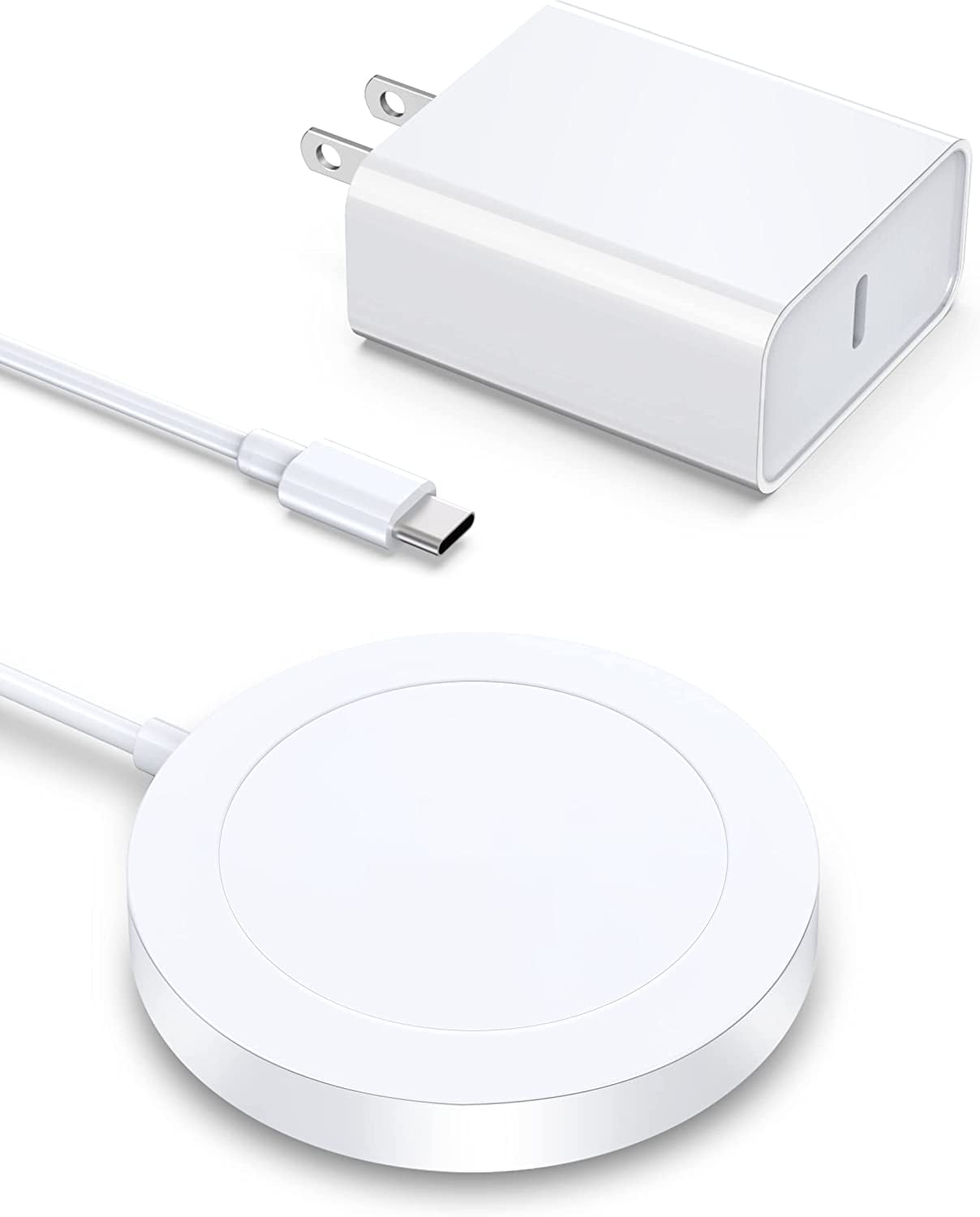  iPhone Magnetic Wireless Charger - Super Fast Mag Safe Charging  Pad and 20W PD2.0 USB-C Wall Plug Compatible with iPhone 15 14 13 12 Pro  Max Series, AirPods Series - Silver 