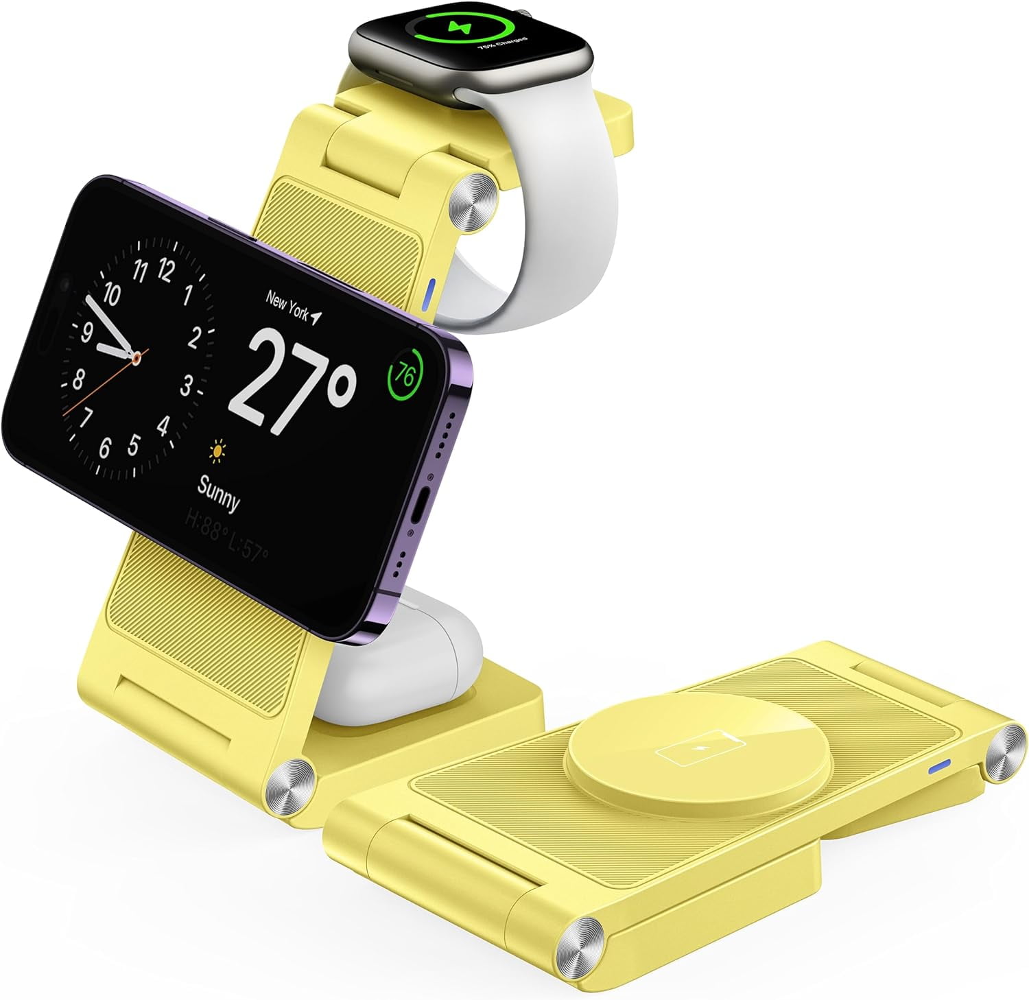 Magnetic Wireless Charger Stand 3 in 1 Foldable Wireless Charging Station Travel Charger for Multiple Devices for iPhone 15 14 13 12 Series Apple Watch Ultra SE 9 8 7 6 5 4 3 2 Walmart Business Suppli...