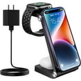 thumbnail image 1 of Magnetic Wireless Charger Station, 3 in 1 Foldable 18W fast Wireless Charger,Travel Charger for Multiple Devices fit for iPhone 16/15/14/13/12 Plus Pro Max, iWatch & Airpods, Black (with Adapter), 1 of 13