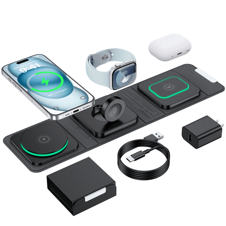 スマホアクセサリー 3in1 Wireless Charging Pad with MagSafe Amazon.com: 3 in 1 Wireless Charger Magnetic Foldable 3 in 1