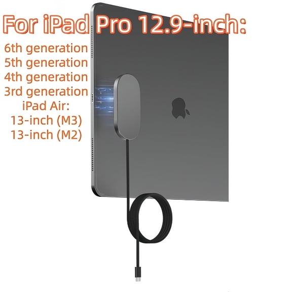 Magnetic Wireless Charger for iPad Pro 12.9 (3rd/4th/5th/6th Gen) & for ipad Air 13 (M2/M3 Only) - 18W Fast Charging Smart Connector Charger, Wireless Charging Pad