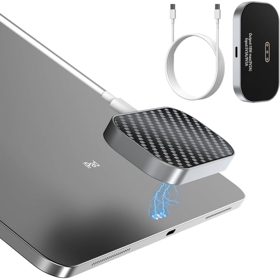 Magnetic Wireless Charger for iPad Pro 12.9inch(3rd/4th/5th/6th) & iPad Air 13 (M2/M3) ONLY, 18W Fast Charging Smart Connector Charger, Aluminum Alloy Wireless Charging Pad with USB-C Cord Cable