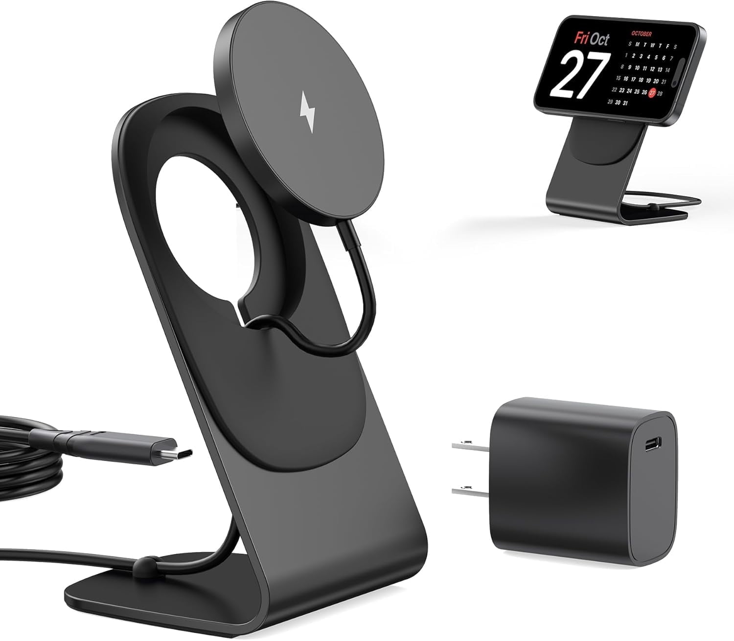 Magnetic Wireless Charger for iPhone 17/16/15/14/13/12 - Magnetic Charger + 20W USB-C Adapter, Fast Wireless Charging Dock/Pad with 5-Foot Cable, Compatible with iPhone 17/16/15/14/13/12 Pro Max Plus