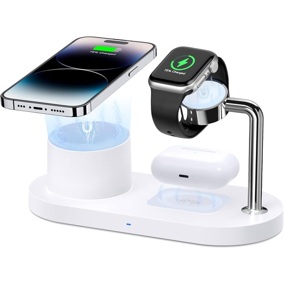 Magnetic Wireless Charger for iPhone: 3 in 1 Charging Station for Multiple Device Apple - 18W Fast Mag-Safe Charger Dock Stand for iPhone 17 16e 16 15 14 13 12 Pro Max Apple Watch iwatch & Airpods