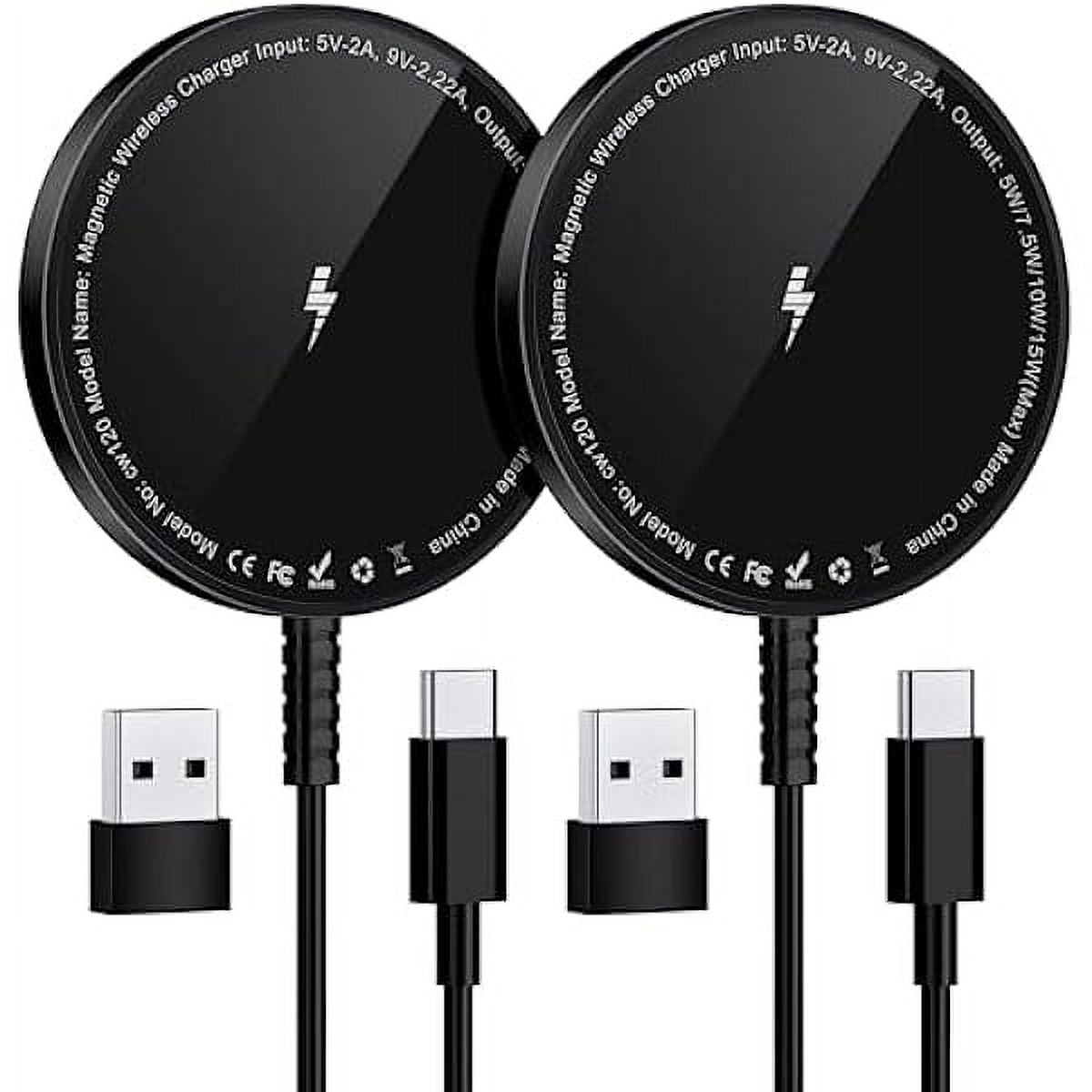 Magnetic Wireless Charger for iPhone: Compatible with Magsafe Charger iPhone 16 15 14 13 12 Series & Airpods 4 3 2 Pro - Fast 15W Max Charging Pad Strong Magnet, Dual USB-C/A Ports-Home Office Travel