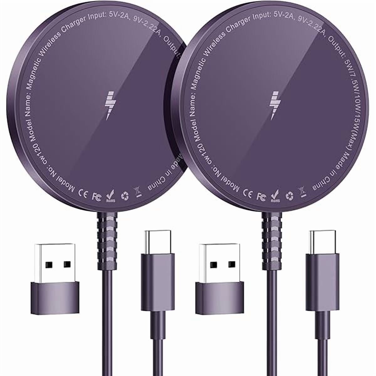 Magnetic Wireless Charger for iPhone: Compatible with Magsafe Charger iPhone 16 15 14 13 12 Series & Airpods 4 3 2 Pro - Fast 15W Max Charging Pad Strong Magnet, Dual USB-C/A Ports-Home Office Travel