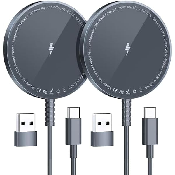 Magnetic Wireless Charger for iPhone: Compatible with Magsafe Charger iPhone 16 15 14 13 12 Series & Airpods 4 3 2 Pro - Fast 15W Max Charging Pad Strong Magnet, Dual USB-C/A Ports-Home Office Travel