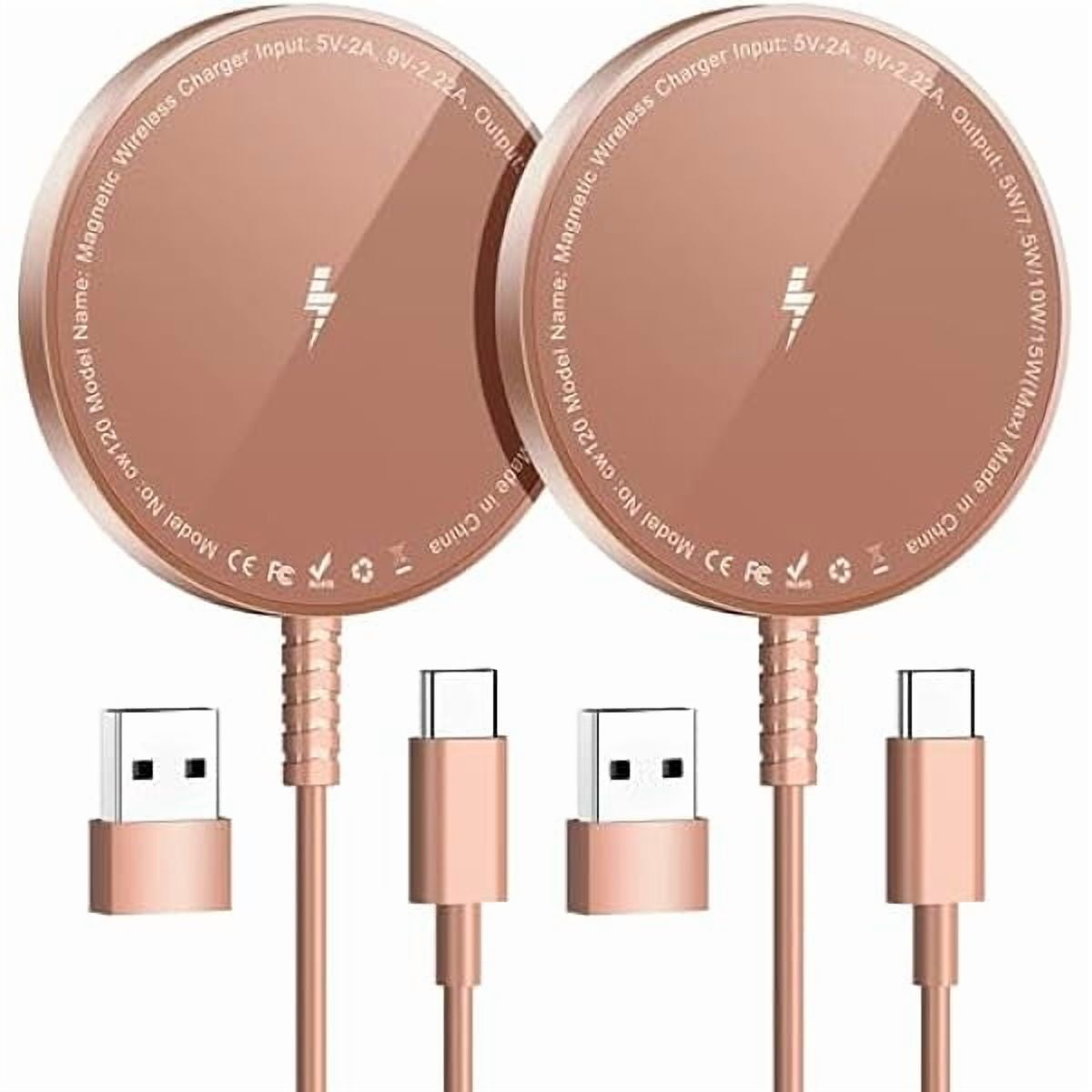 Magnetic Wireless Charger for iPhone: Compatible with Magsafe Charger iPhone 16 15 14 13 12 Series & Airpods 4 3 2 Pro - Fast 15W Max Charging Pad Strong Magnet, Dual USB-C/A Ports-Home Office Travel