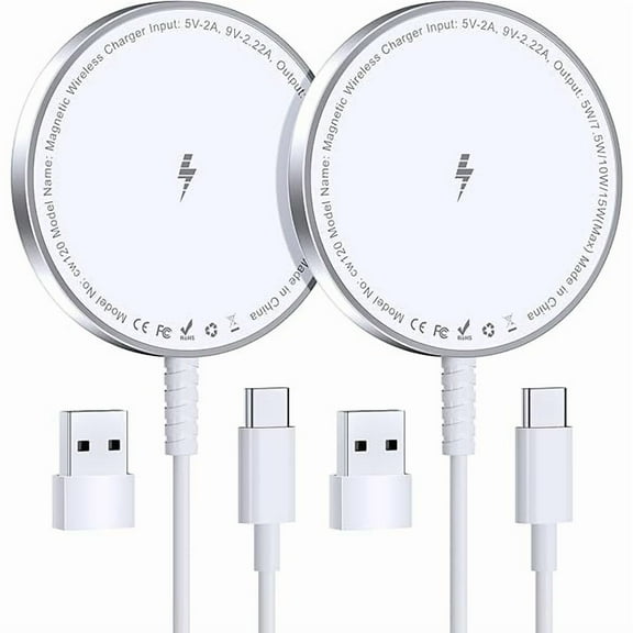 Magnetic Wireless Charger for iPhone: Compatible with Magsafe Charger iPhone 16 15 14 13 12 Series & Airpods 4 3 2 Pro - Fast 15W Max Charging Pad Strong Magnet, Dual USB-C/A Ports-Home Office Travel
