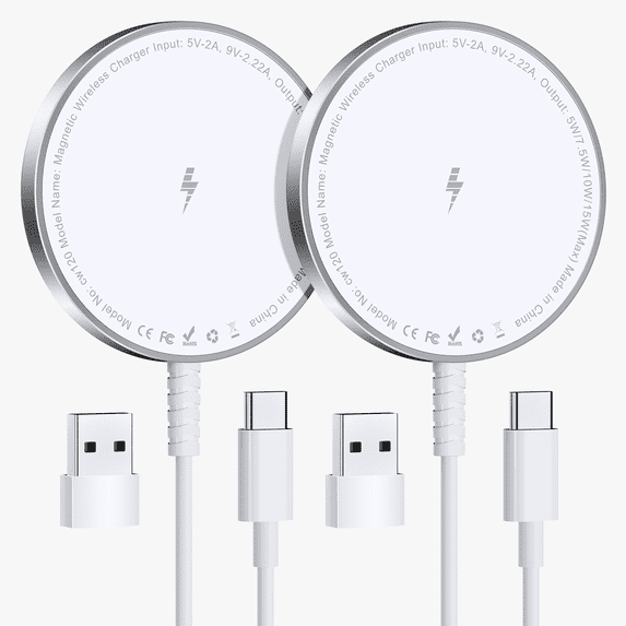 Magnetic Wireless Charger for iPhone: Compatible with Magsafe Charger iPhone 17-12 Series & Airpods 4 3 2 Pro-Fast 15W Max Charging Pad Strong Magnet, Dual USB-C/A Ports-Home Office Travel