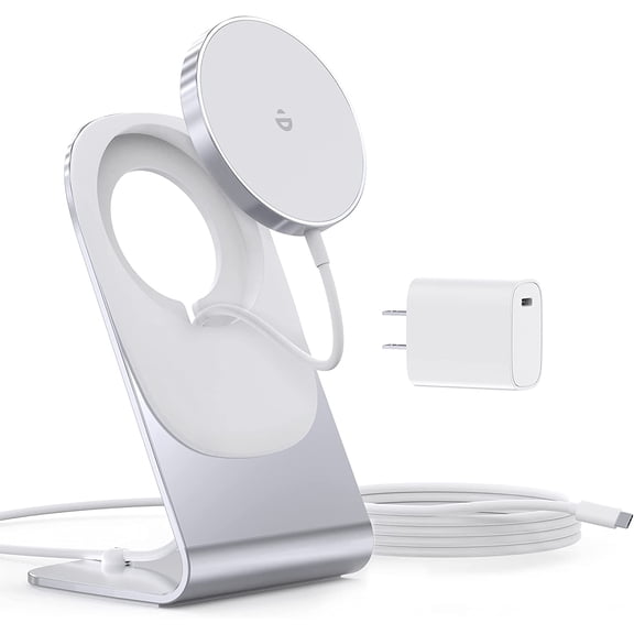 Magnetic Wireless Charger for iPhone Duo/18/17/16/15/14/13/12 - Mag Charger+20W USB C Adapter, Aluminum Fast Wireless Charging Stand/Pad with 5ft USB-C Cable for iPhone 18/17/16/15/14/13/12, Airpod