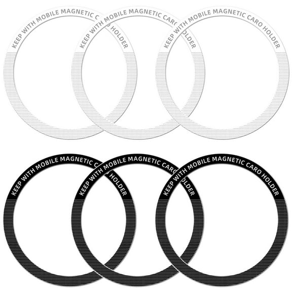 Magnetic Wireless Charging Magsafe Ring-6 PCS,Ultra-Thin(0.4mm) Magsafe Sticker, Compatible with iPhone 16/15/14/13 Series,Samsung Galaxy,Google Pixel Series,Magsafe Accessories 3Black+3White