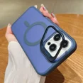 thumbnail image 1 of Magnetic Wireless Charging Matte Phone Case for iPhone 12 13 Mini 11 14 15 16 Pro Max Plus Metal Flip Lens Bracket Magsafe Cover Blue for iPhone 12ProMax, 1 of 7