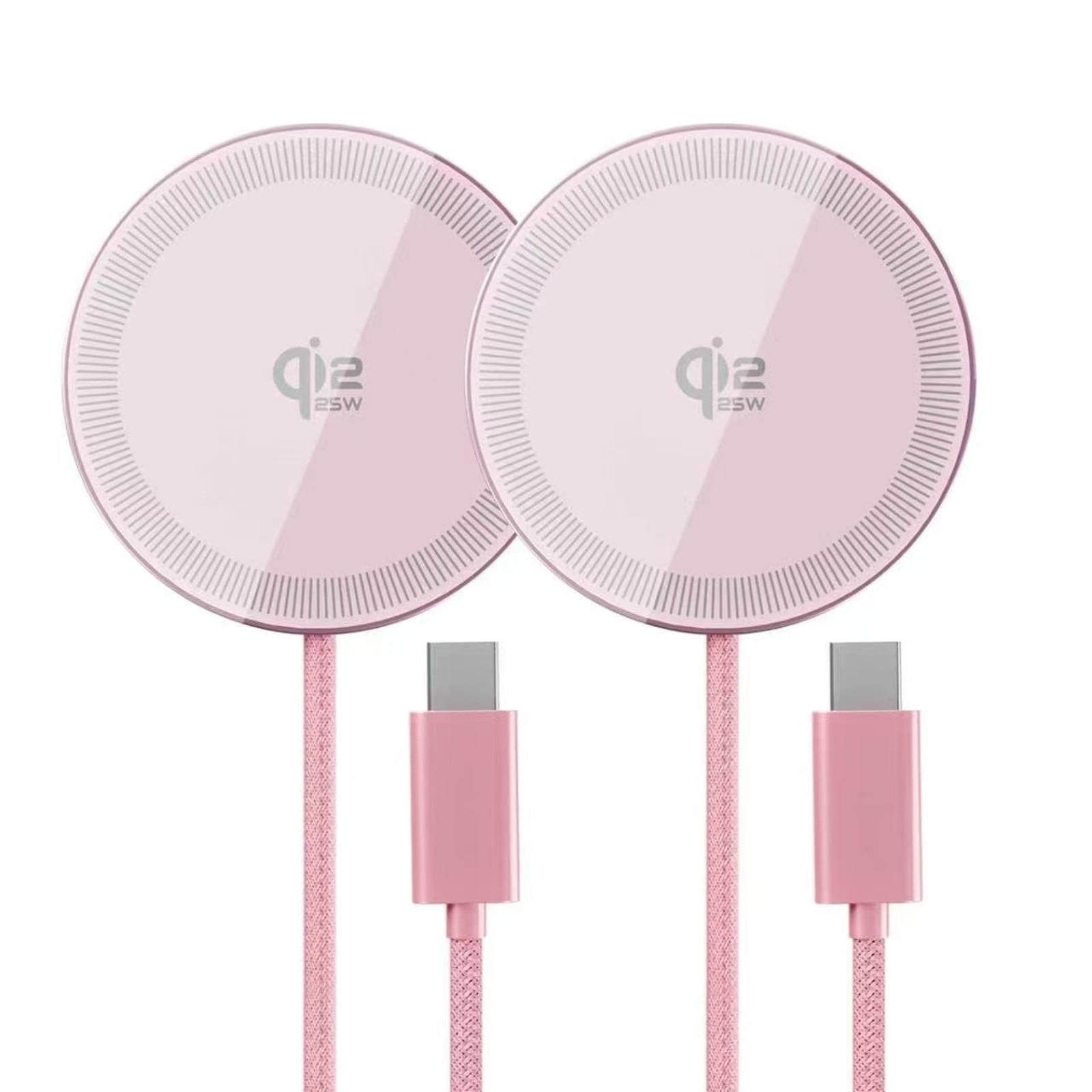Magnetic Wireless Charging Pad [2-Pack], Ultra-Thin Pink Magnetic Charger, 25W Fast Wireless Charger Compatible with iPhone 17/16/15/14/13/12, AirPods