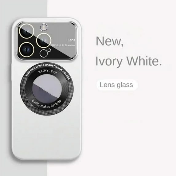 Magnetic Wireless Charging Phone Case Large Window Glass Anti-Lens Dust For IPhone 14 Hard Case Matte Touch(White)
