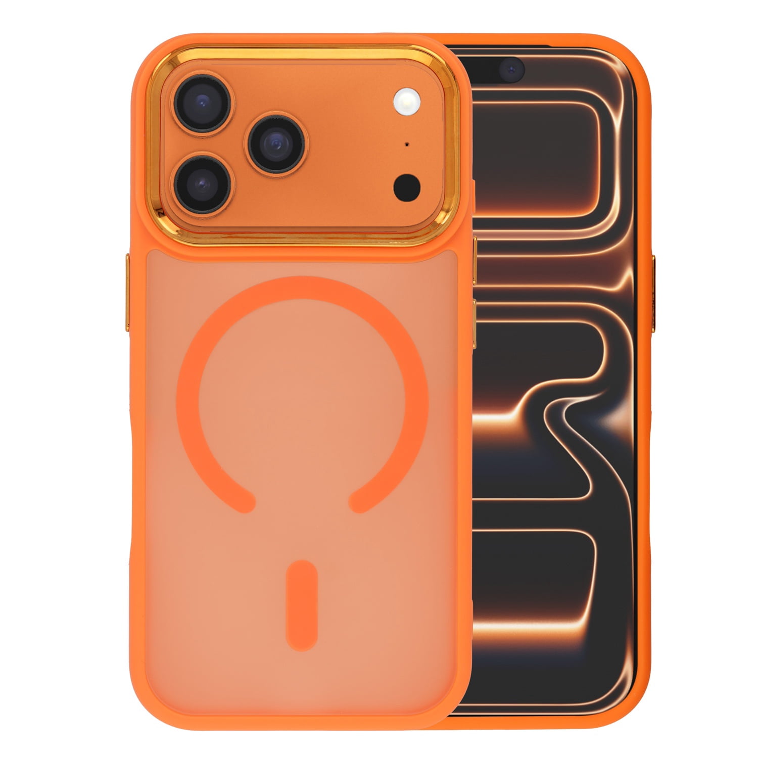 Magnetic Wireless Charging Phone Case with IC Chip Compatible for iPhone 17 Pro Max - Orange