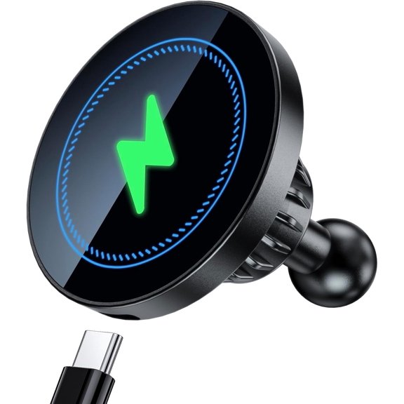 Magnetic Wireless Charging Phone Holder with 1 inch Ball Mount for MagSafe, Metal 1 (25mm) Ball for MagSafe Charger Compatible with RAM Mounts B Size Double Socket Arm