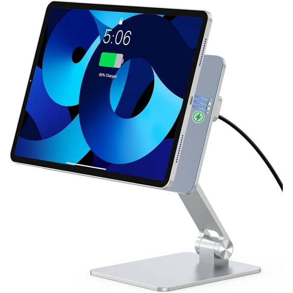 Magnetic Wireless Charging Stand for iPad, Dual-Adjustment Aluminum Alloy Holder for Office, Drawing, Only Compatible with iPad Pro 13" M5 & M4