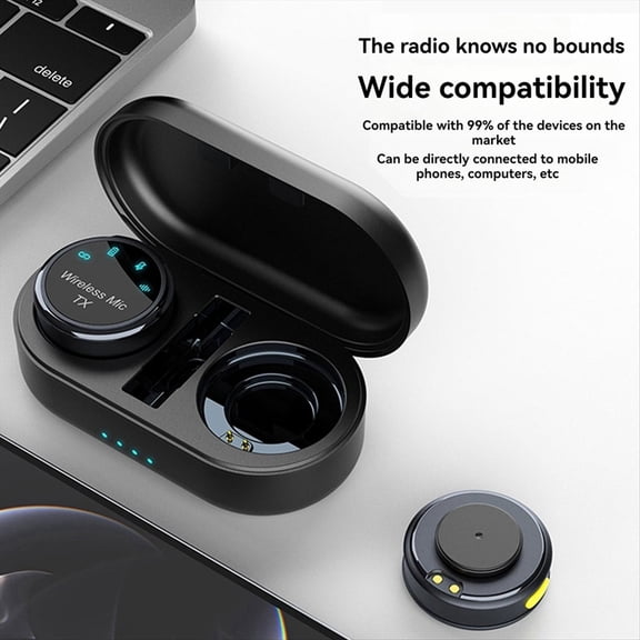 Magnetic Wireless Lavalier Microphone Noise Cancelling Audio Video Recording Microphone for Smartphones White