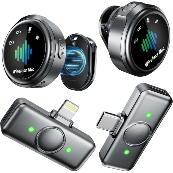 Magnetic Wireless Microphone for iPhone: Wireless lavalier Microphone for Android with Intelligent Noise Reduction Hi-Fi Recording Vlogging Recording for Content Creator