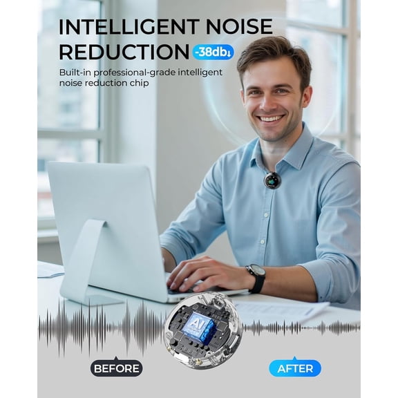 Magnetic Wireless Microphone for iPhone: Wireless lavalier Microphone for Android with Intelligent Noise Reduction Hi-Fi Recording Vlogging Recording for Content Creator