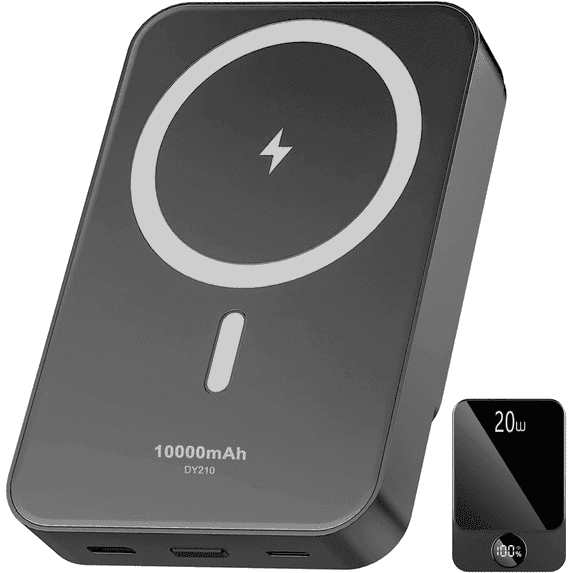 Magnetic Portable Charger, 10000mAh Power Bank with PD20w Fast Charging, USB C in&Out Battery Pack, Compatible with Magsafe for iPhone 16/15/14/13/12 Series, Samsung, Android, and More