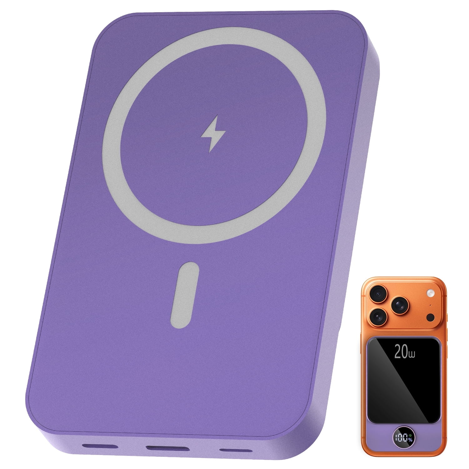 Magnetic Wireless Portable Charger 10000mAh Power Bank PD20w Fast Charging USB C in Out Battery Pack Compatible Mag Safe iPhone 16 15 14 13 12 Series