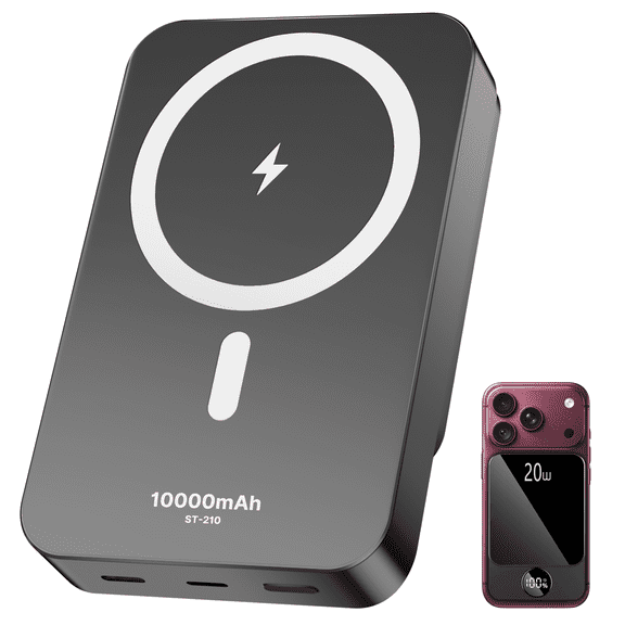 Magnetic Wireless Portable Charger, 10000mAh Power Bank with PD20w Fast Charging, USB C in&Out Battery Pack, Compatible with Mag-Safe for iPhone 18/17/16/15/14/13 Series, Samsung, Android, and More