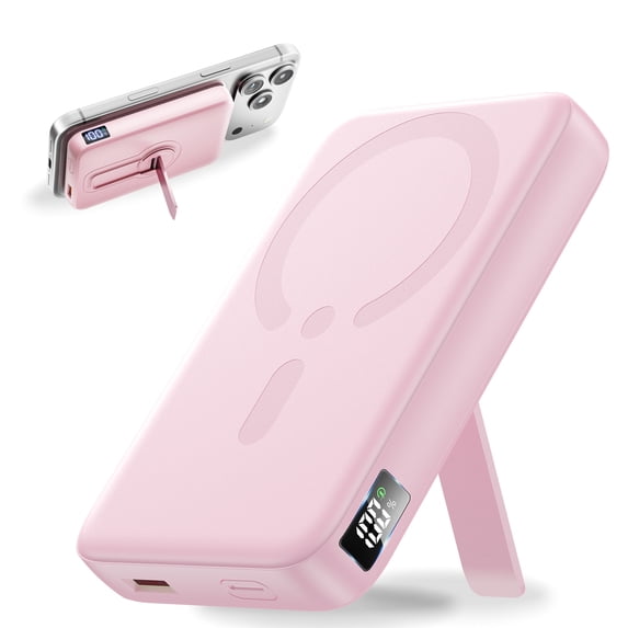 Magnetic Wireless Portable Charger, 12000mAh Power Bank, Fast Charging Battery Pack Compatible for iPhone 18/17/16/15/14/13, Pink