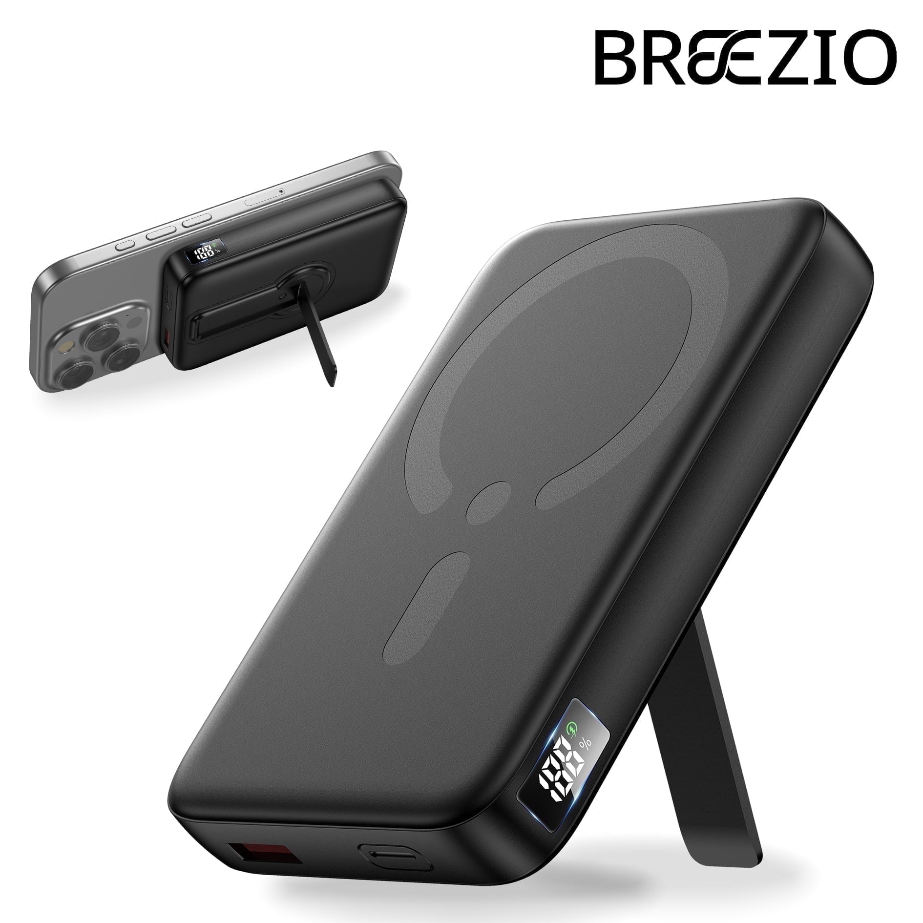 Magnetic Wireless Portable Charger, 12000mAh Power Bank, Fast Charging Battery Pack Compatible for iPhone 17/16/15/14/13, Black