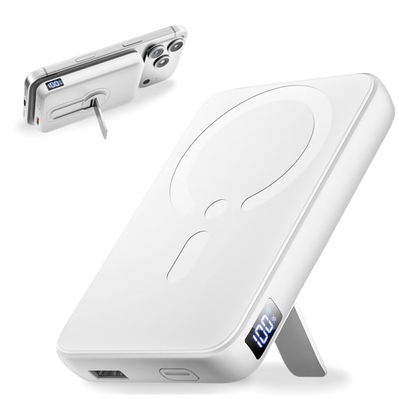 Magnetic Wireless Portable Charger, 12000mAh Power Bank, Fast Charging Battery Pack Compatible for iPhone 18/17/16/15/14/13, White