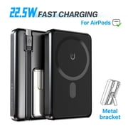 10000mAh Magnetic Wireless Power Bank Portable Charger, 22.5W Fast Charging Battery Pack with Type-C & Mobile Phone Charging Cables, for iPhone 12-17, Black