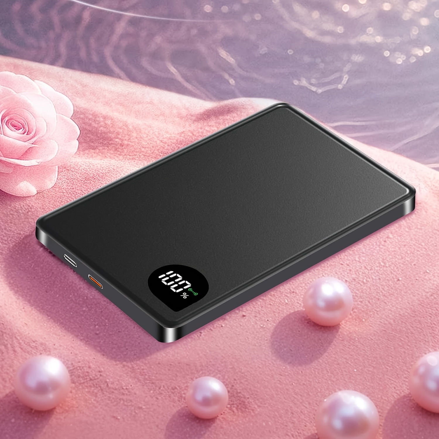 Magnetic Wireless Power Bank 15W Fast Charging for iPhone 16/15/14/13, Ultra-thin Aluminum Alloy LED Display, PD 20W USB-C Two-Way Portable Charger