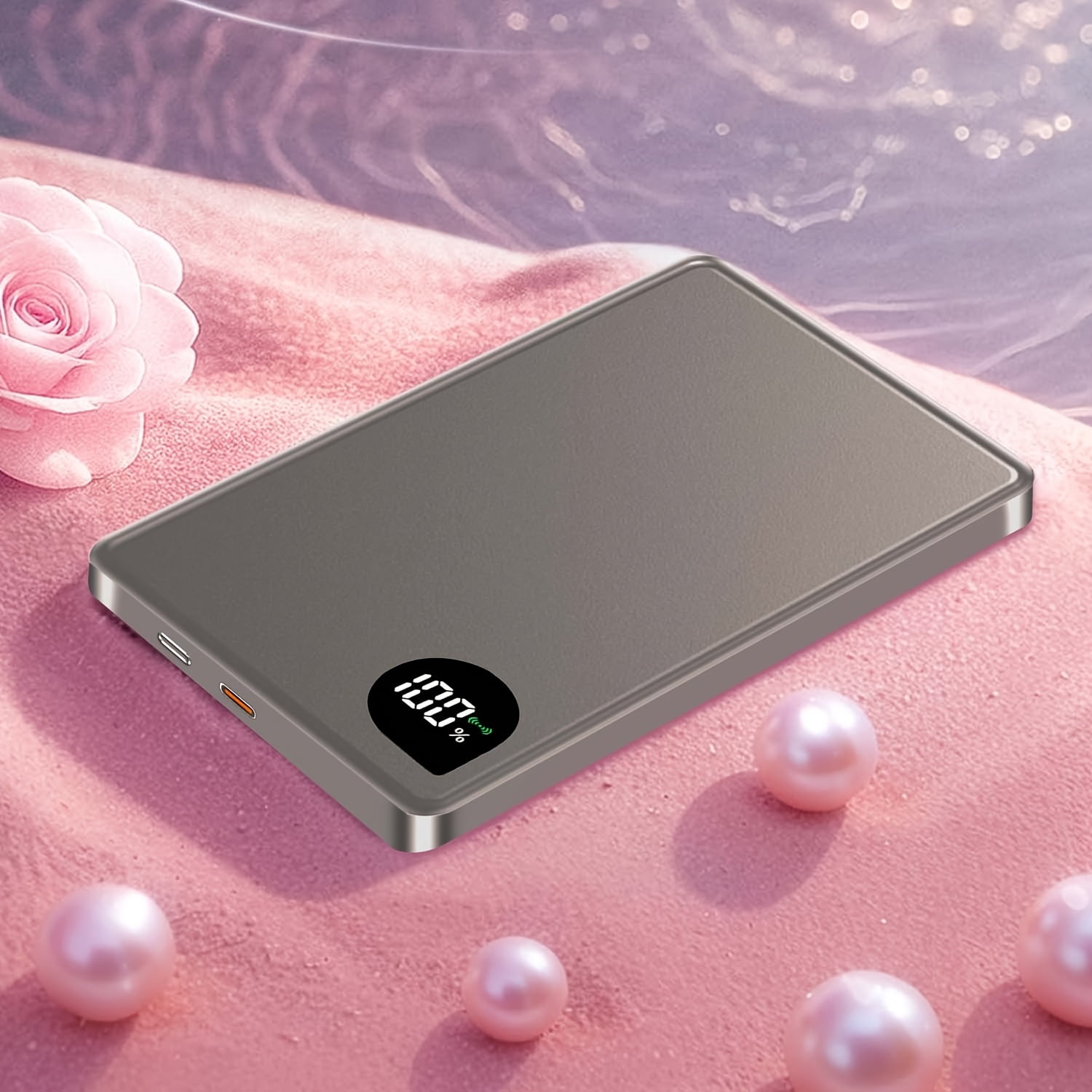 Magnetic Wireless Power Bank 15W Fast Charging for iPhone 16/15/14/13, Ultra-thin Aluminum Alloy LED Display, PD 20W USB-C Two-Way Portable Charger