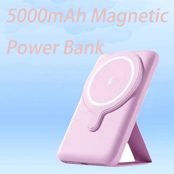 Magnetic Wireless Power Bank For IPhone 15 14 13 12 Pro Max 5000mAh Portable Charger Pink