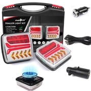 Magnetic Wireless Tail Lights Kit for Trailer,Led Trailer Rear Lights,12-24V LED Tow Lights Kit with Turn Signals,Rechargeable Towing Light with Powerful Suction Base for Trucks,Boat,RV,Vehicle