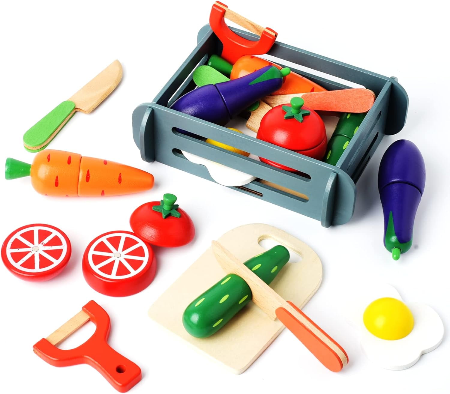 Melissa & Doug Cutting Fruit Set - Wooden Play Food Kitchen Accessory