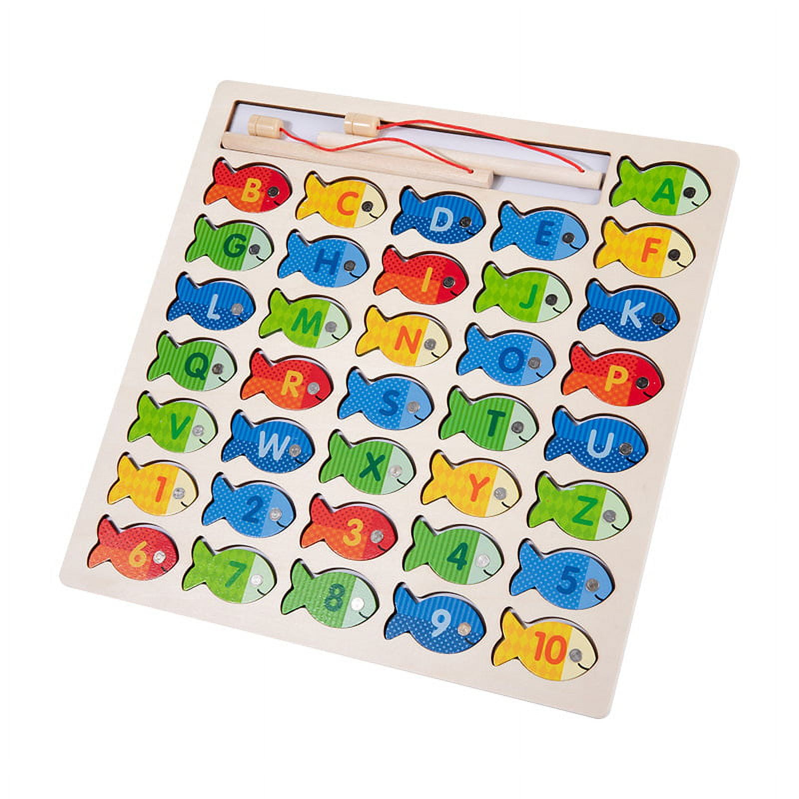 Magnetic Wooden Fishing Game Toys for Toddlers, Alphabet Fish Catch Counting  Game Puzzle with Numbers and Letters, Preschool Learning ABC and Math  Educational Toys 
