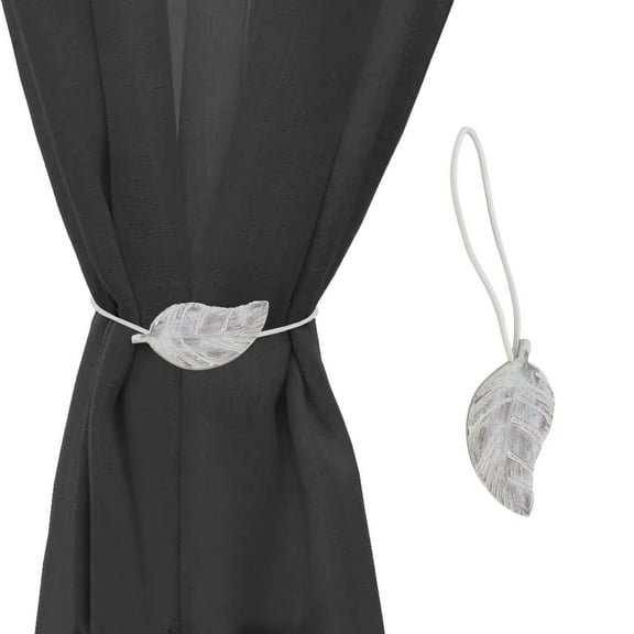 Evideco French Home Goods Curtain Holdbacks Magnetic Wooden Leaf Curtain Tieback - White