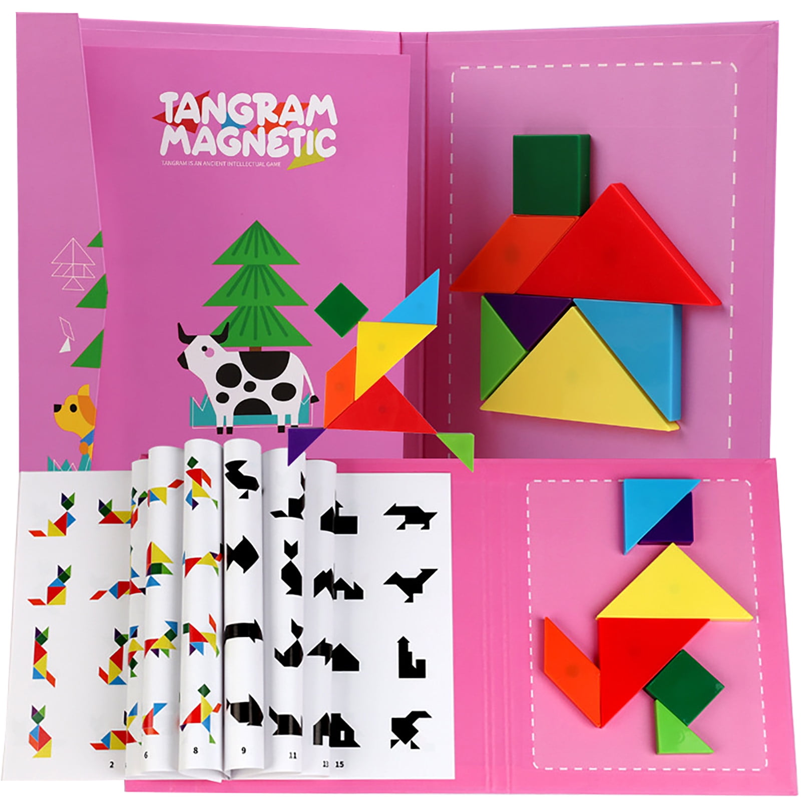 Magnetic Wooden Tangram Puzzle Colorful Jigsaw Educational Early ...