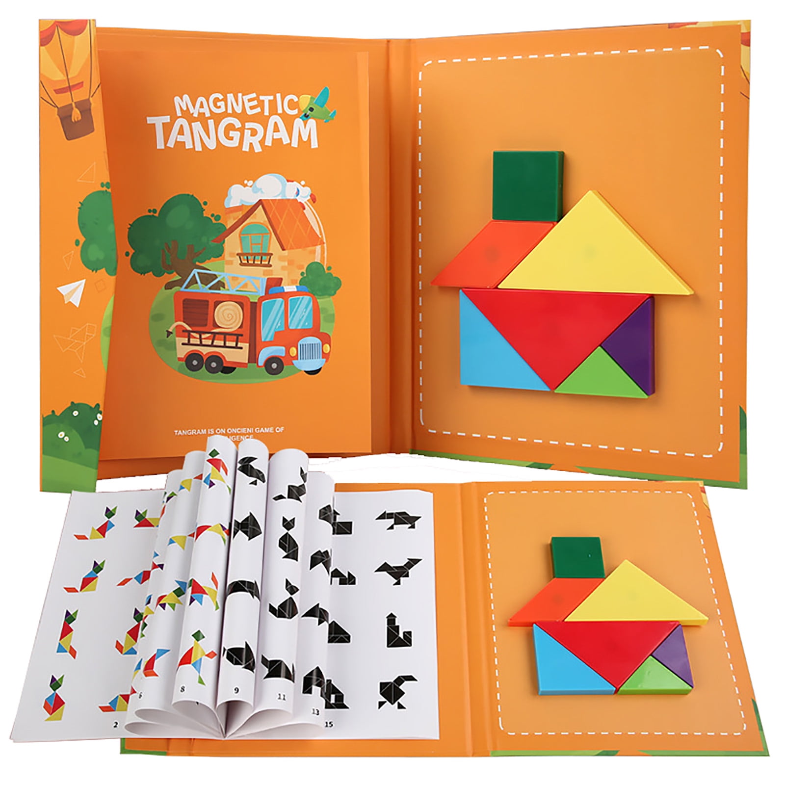 Magnetic Wooden Tangram Puzzle Colorful Jigsaw Educational Early ...