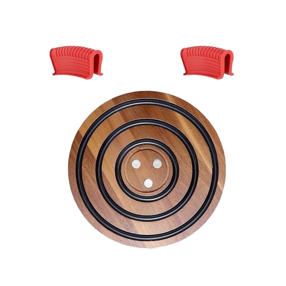 Magnetic Wooden Trivet for Hot Pots and Pans, 7.8 Inch Heat Resistant Holder with Built-In Magnets, Non-Slip Countertop Protector, Easy Storage Kitchen Accessory, Durable Natural Wood Construction