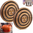 thumbnail image 1 of Magnetic Wooden Trivets for Hot Pots and Pans, Nonslip Magnetic Pot Holder Stand Pad, Heat Resistant Solid Wood Magnetics Pot Holder, Anti-Slip Table Protector for Cast Iron & Cookware(2PCS), 1 of 7